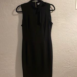 Calvin Klein Sleeveless Sheath Dress with Bow Tie Neck